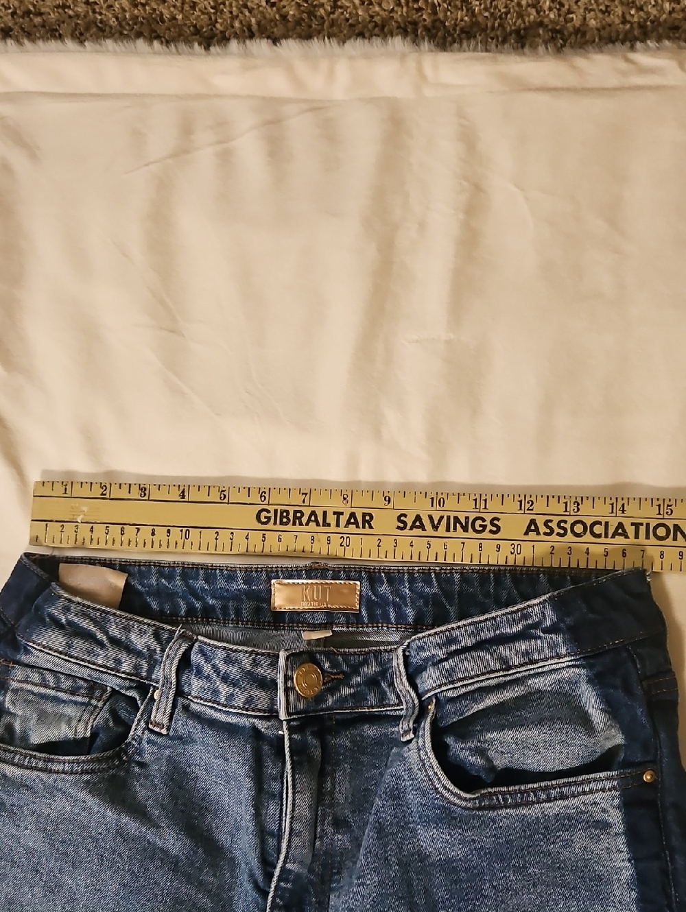 Kut from the Kloth Two-Tone Dark and Medium Blue High-Rise Jeans And Wide Leg - Picture 3 of 11
